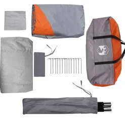 vidaXL Actividades Al Aire Libre-Tienda de campaña familiar túnel 6 personas impermeable naranja