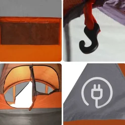 vidaXL Actividades Al Aire Libre-Tienda de campaña familiar túnel 6 personas impermeable naranja