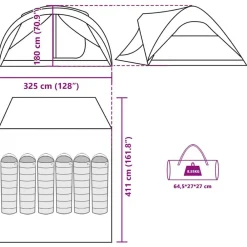 vidaXL Actividades Al Aire Libre-Tienda de campaña familiar túnel 6 personas impermeable naranja