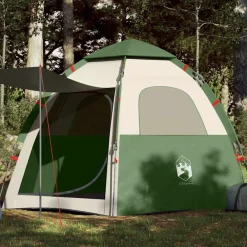 vidaXL Tienda de campaña familiar 4 personas apertura rápida Verde Clearance