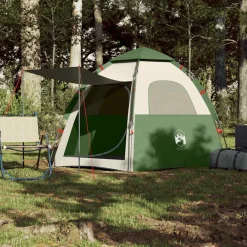 vidaXL Tienda de campaña familiar 4 personas apertura rápida Verde Clearance
