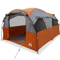 vidaXL Tienda de campaña familiar túnel 6 personas impermeable naranja Gris y naranja Discount