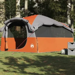 vidaXL Tienda de campaña familiar túnel 6 personas impermeable naranja Gris y naranja Discount