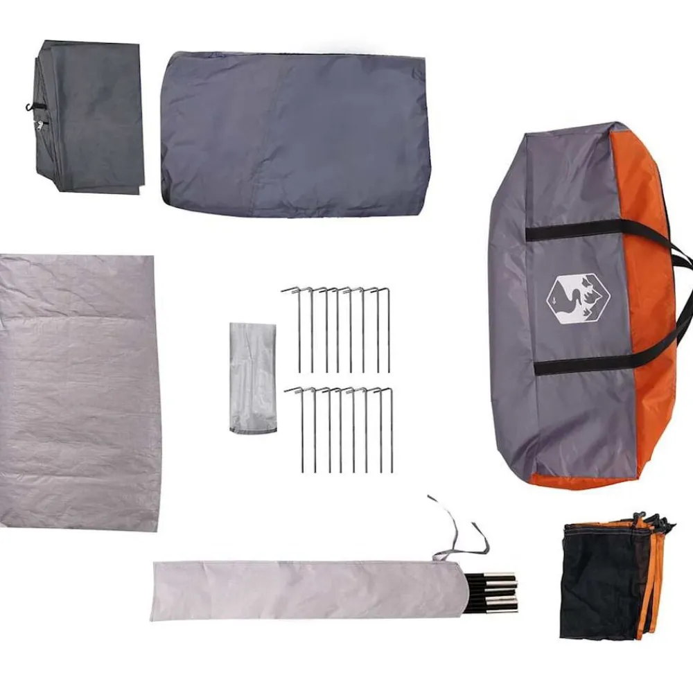 vidaXL Tienda de campaña familiar túnel 6 personas impermeable naranja Gris y naranja Discount