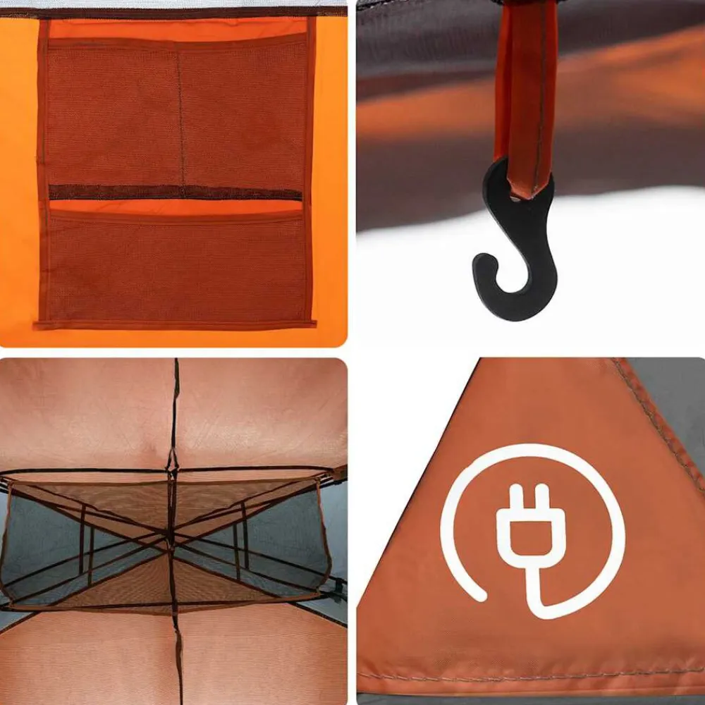 vidaXL Tienda de campaña familiar túnel 6 personas impermeable naranja Gris y naranja Discount
