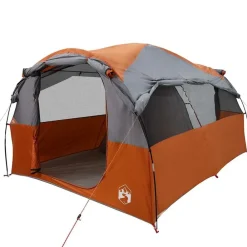 vidaXL Tienda de campaña familiar túnel 6 personas impermeable naranja Gris y naranja Discount