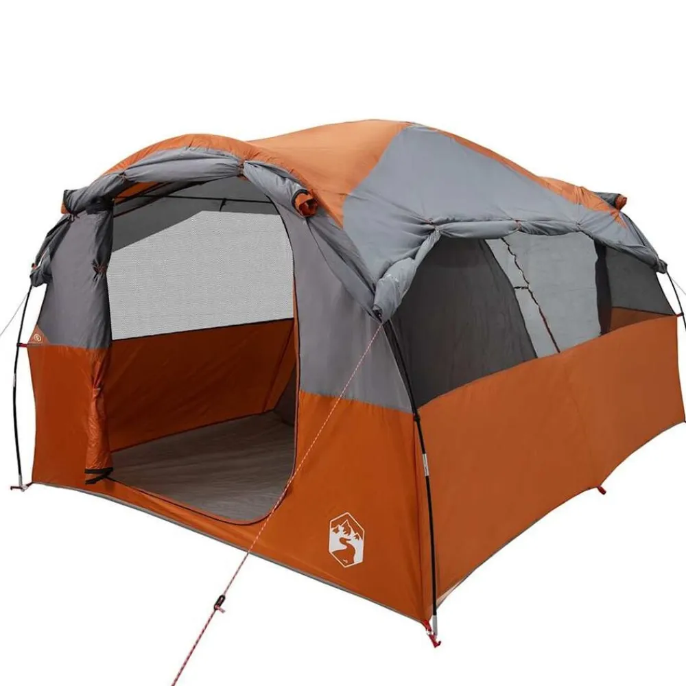 vidaXL Tienda de campaña familiar túnel 6 personas impermeable naranja Gris y naranja Discount