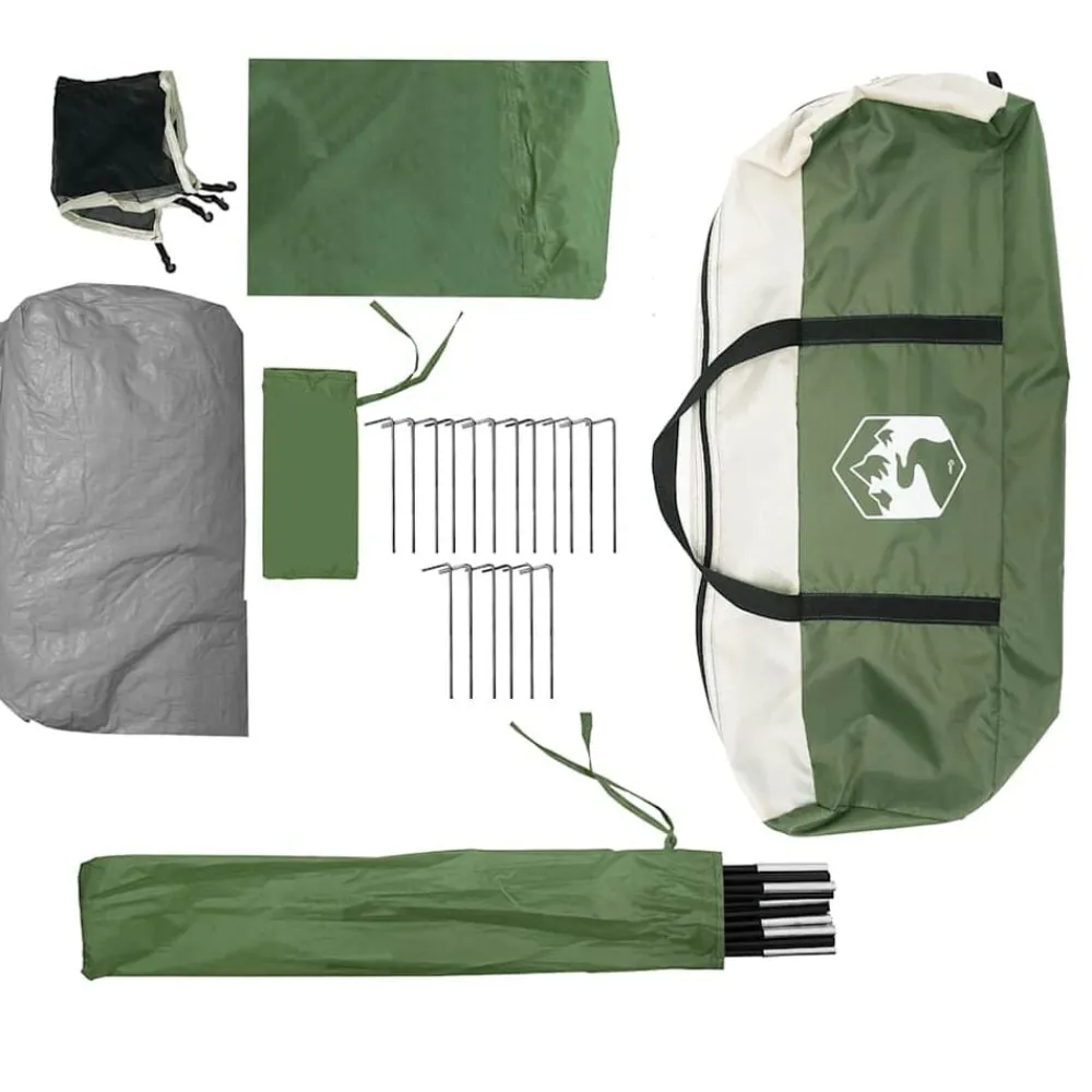 vidaXL Tienda de campaña familiar iglú 9 personas impermeable Verde New