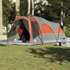vidaXL Actividades Al Aire Libre-Tienda de campaña familiar túnel 8 personas impermeable naranja