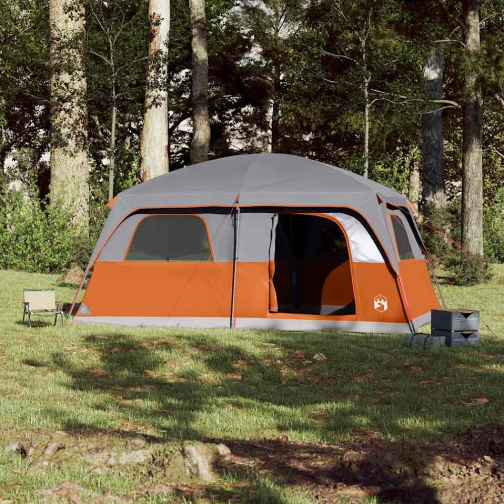 vidaXL Tienda de campaña familiar 8 personas impermeable gris naranja Gris y naranja Online