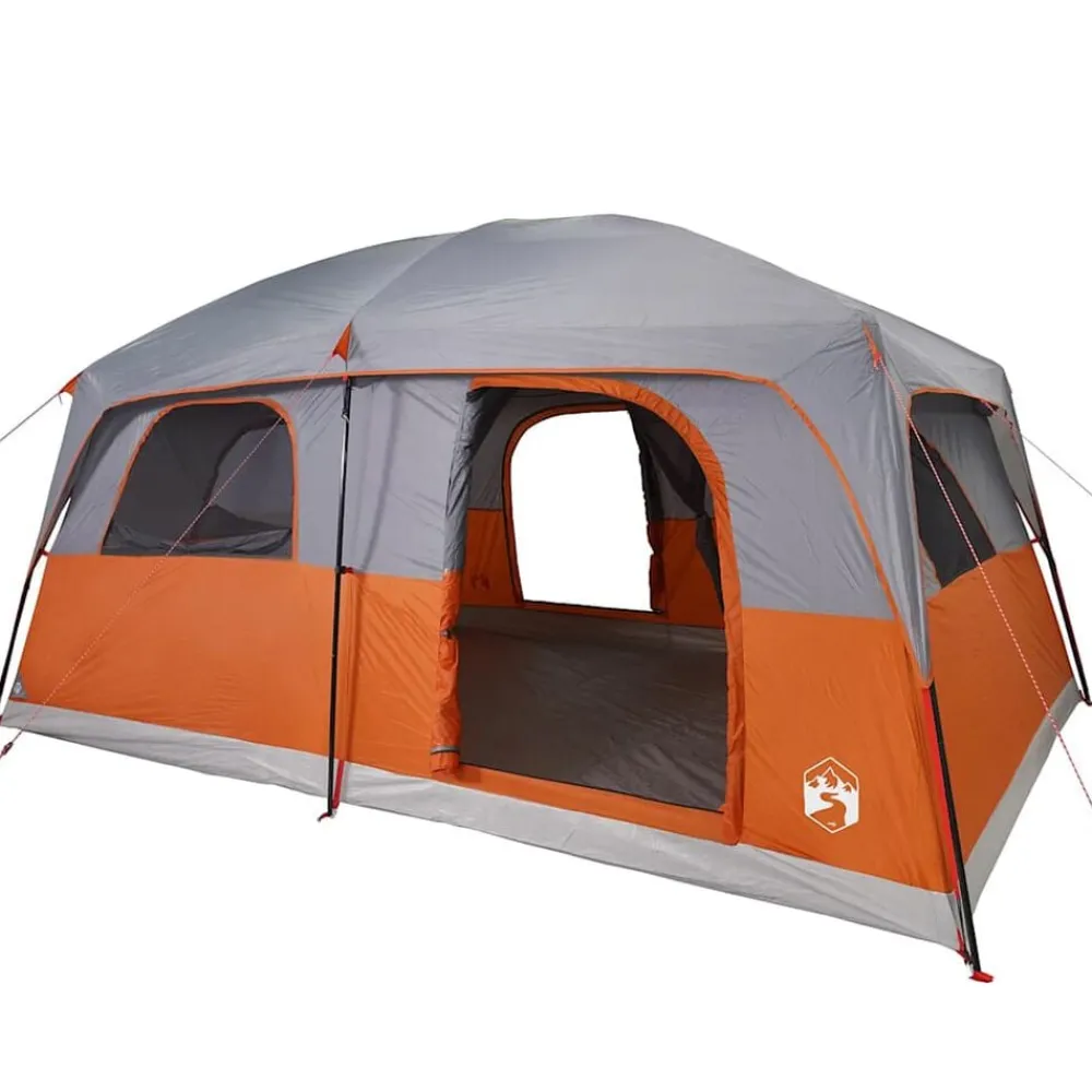 vidaXL Tienda de campaña familiar 8 personas impermeable gris naranja Gris y naranja Online