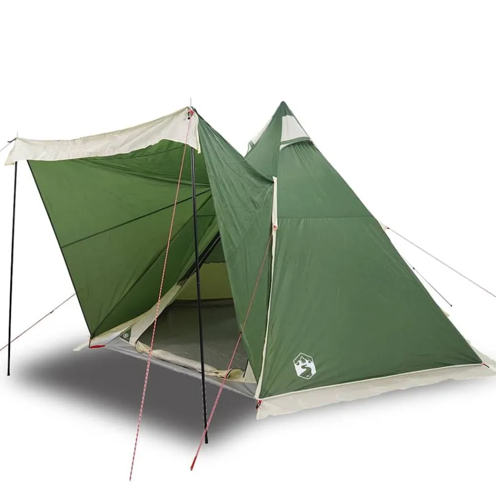 vidaXL Tienda de campaña familiar tipi 6 personas impermeable Verde Hot