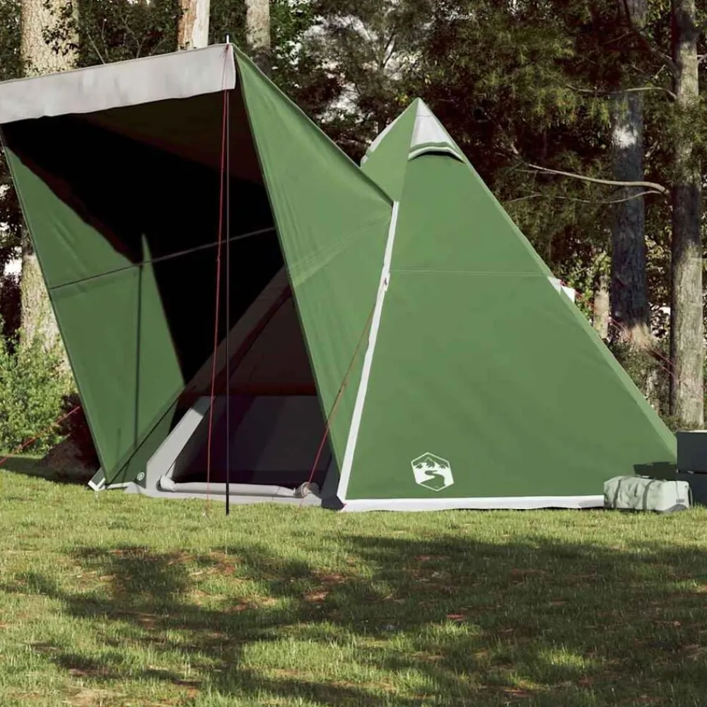 vidaXL Tienda de campaña familiar tipi 6 personas impermeable Verde Hot