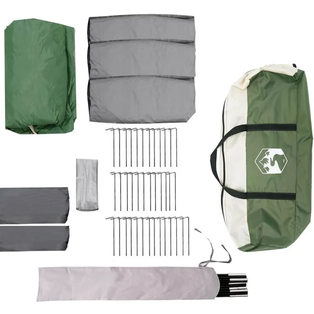 vidaXL Tienda de campaña familiar de 12 personas con techo y Verde Clearance