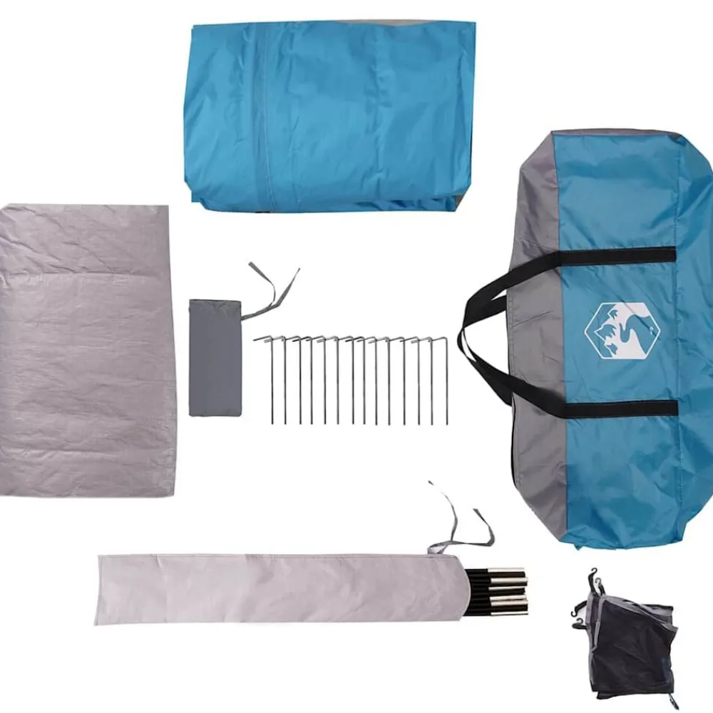 vidaXL Tienda de campaña familiar para 6 personas impermeable Azul Discount