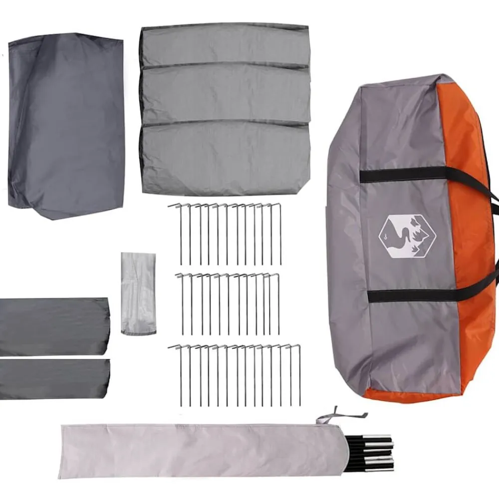 vidaXL Tienda de campaña familiar de 12 personas Gris y naranja New
