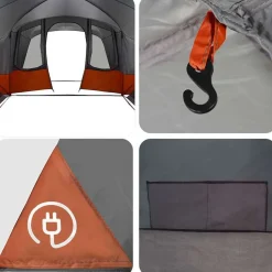 vidaXL Tienda de campaña familiar de 12 personas Gris y naranja New