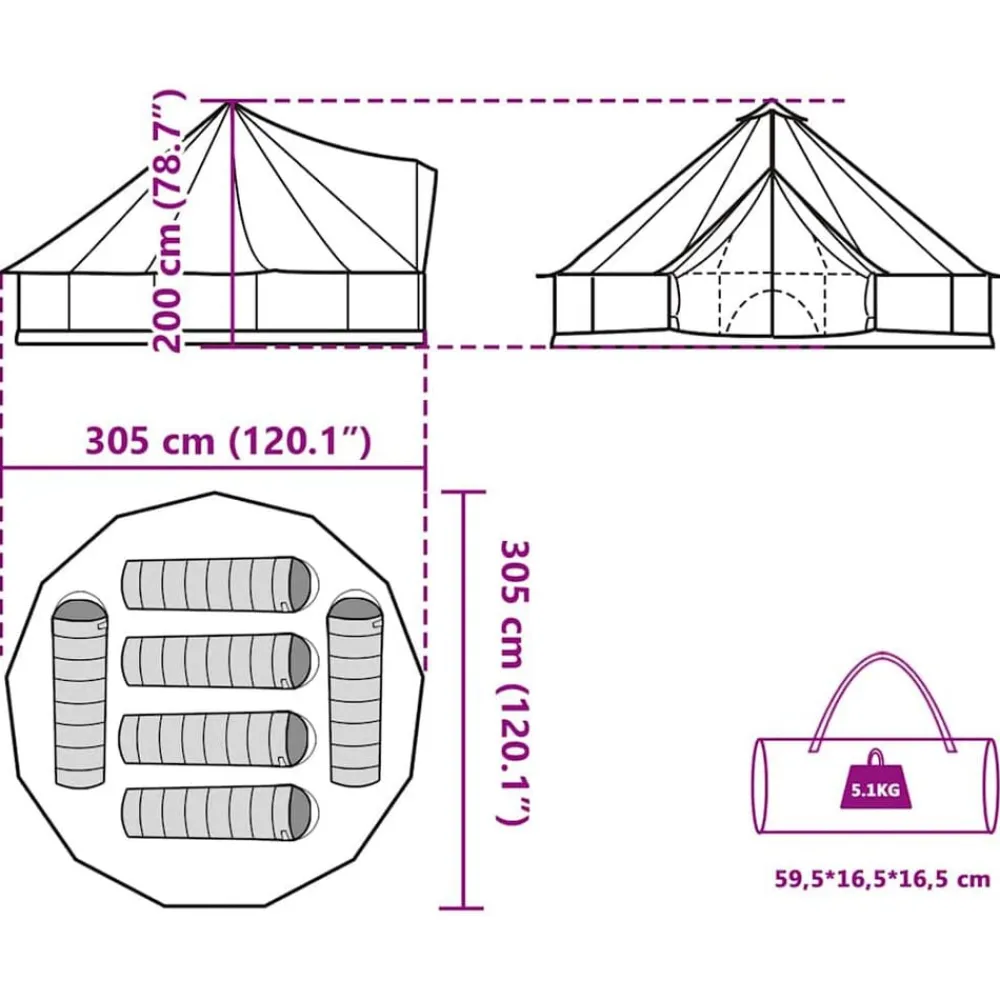 vidaXL Tienda de campaña familiar tipi 6 personas impermeable Verde Best