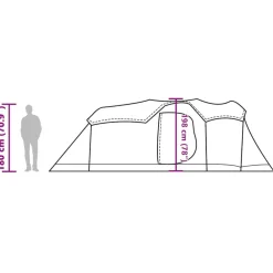 vidaXL Tienda de campaña familiar túnel 8 personas impermeable Azul