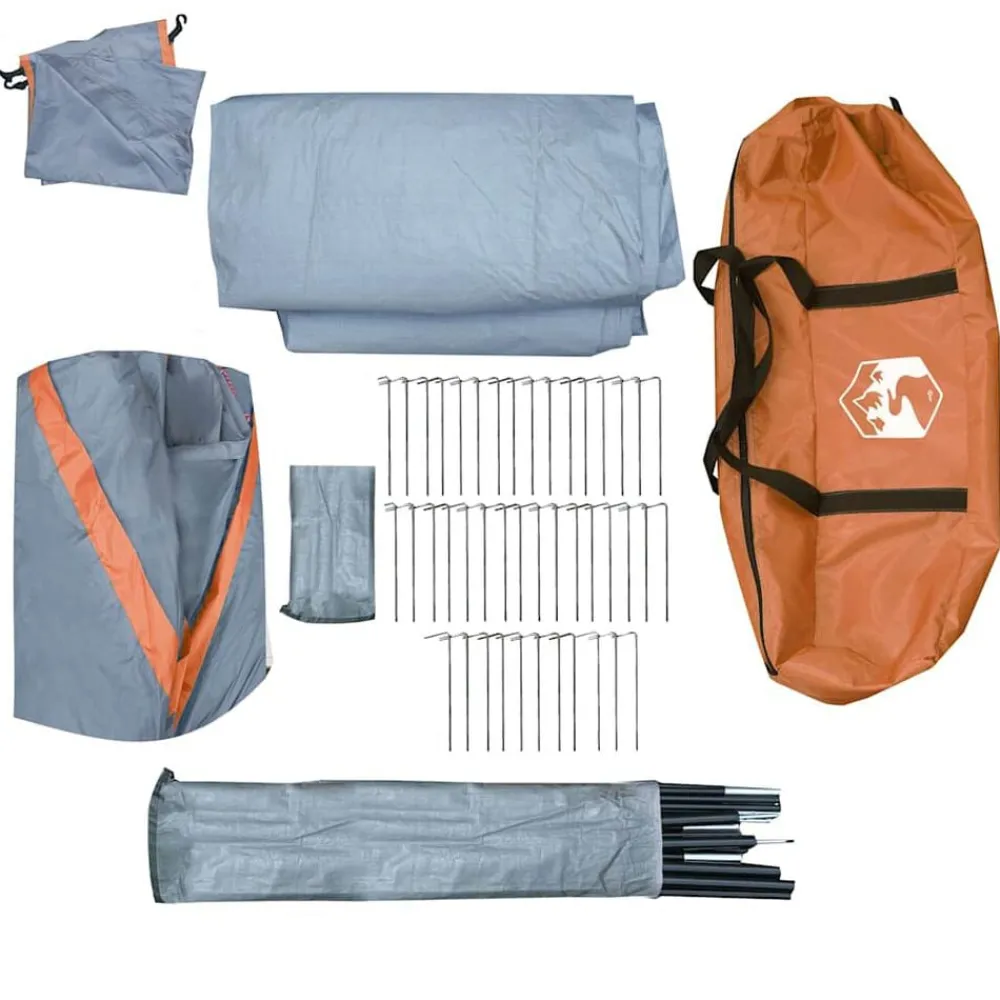 vidaXL Tienda de campaña familiar iglú 12 personas impermeable naranja Gris y naranja Clearance