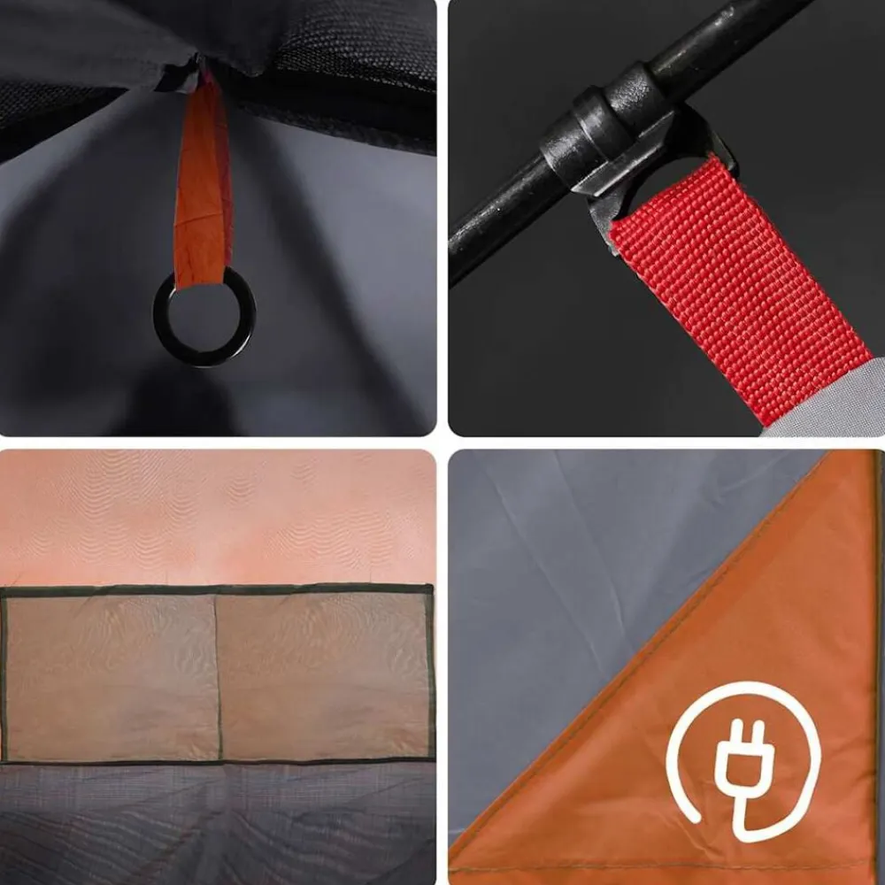 vidaXL Tienda de campaña familiar iglú 12 personas impermeable naranja Gris y naranja Clearance