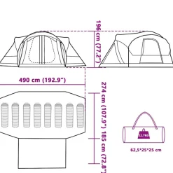 vidaXL Actividades Al Aire Libre-Tienda de campaña familiar tipi 8 personas impermeable