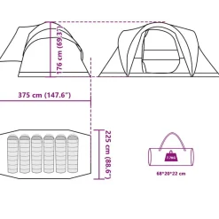 vidaXL Tienda de campaña familiar iglú 6 personas impermeable marrón Marr&oacute;n