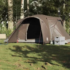 vidaXL Tienda de campaña familiar iglú 6 personas impermeable marrón Marr&oacute;n