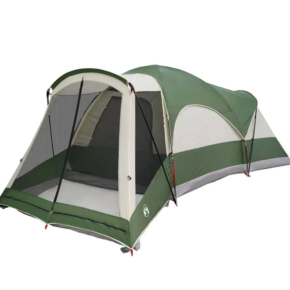 vidaXL Tienda de campaña familiar túnel 8 personas impermeable Verde Discount