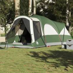 vidaXL Tienda de campaña familiar túnel 8 personas impermeable Verde Discount