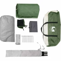 vidaXL Tienda de campaña familiar túnel 8 personas impermeable Verde Discount