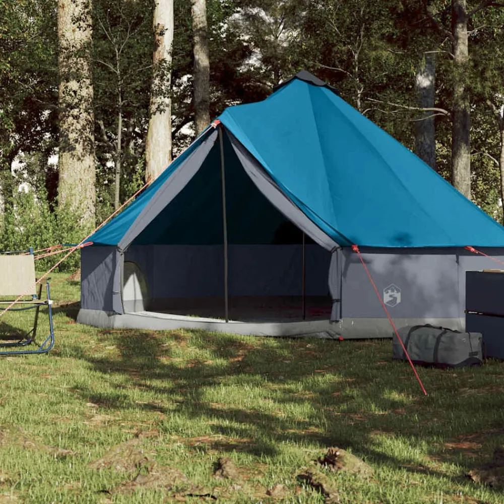 vidaXL Tienda de campaña familiar tipi 6 personas impermeable Azul Hot