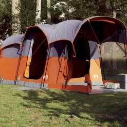 vidaXL Tienda de campaña familiar túnel 8 personas impermeable naranja Gris Online