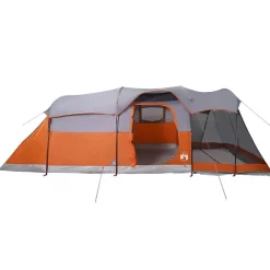 vidaXL Tienda de campaña familiar túnel 8 personas impermeable naranja Gris Online