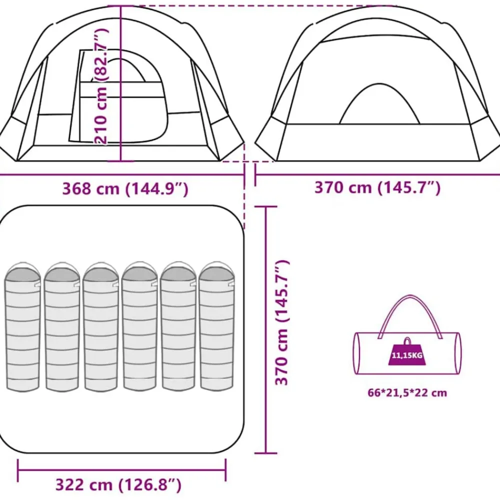 vidaXL Tienda de campaña familiar para 6 personas impermeable Verde Online
