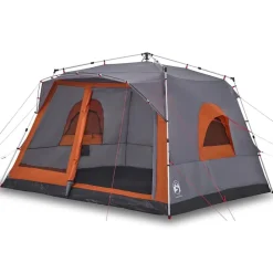 vidaXL Tienda de campaña familiar 7 personas apertura rápida gris Gris y naranja New