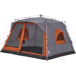 vidaXL Tienda de campaña familiar 7 personas apertura rápida gris Gris y naranja New