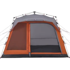vidaXL Tienda de campaña familiar 7 personas apertura rápida gris Gris y naranja New