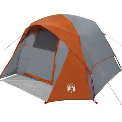 vidaXL Actividades Al Aire Libre-Tienda de campaña familiar 6 personas impermeable gris naranja