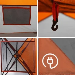 vidaXL Actividades Al Aire Libre-Tienda de campaña familiar 6 personas impermeable gris naranja