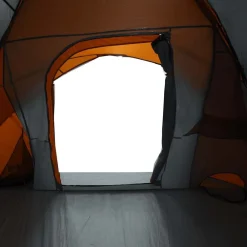 vidaXL Actividades Al Aire Libre-Tienda de campaña familiar 6 personas impermeable gris naranja