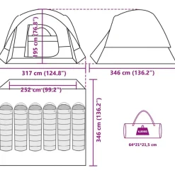 vidaXL Actividades Al Aire Libre-Tienda de campaña familiar 6 personas impermeable gris naranja