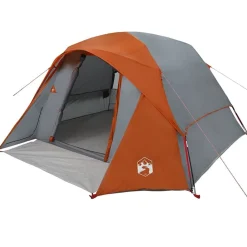 vidaXL Actividades Al Aire Libre-Tienda de campaña familiar 6 personas impermeable gris naranja