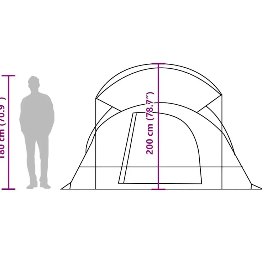 vidaXL Actividades Al Aire Libre-Tienda de campaña familiar túnel 8 personas impermeable