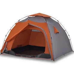 vidaXL Tienda de campaña iglú 4 personas apertura rápida gris/naranja Gris y naranja