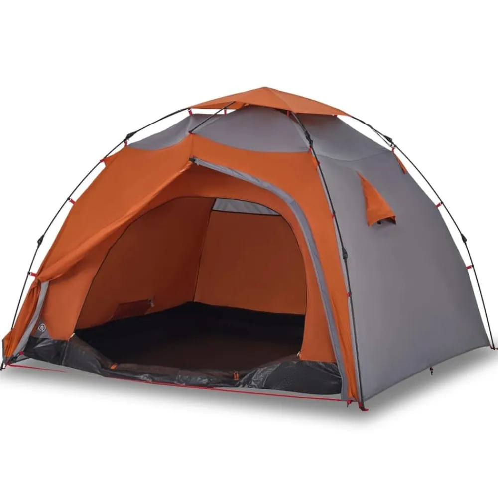 vidaXL Tienda de campaña iglú 4 personas apertura rápida gris/naranja Gris y naranja