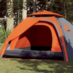 vidaXL Tienda de campaña iglú 4 personas apertura rápida gris/naranja Gris y naranja