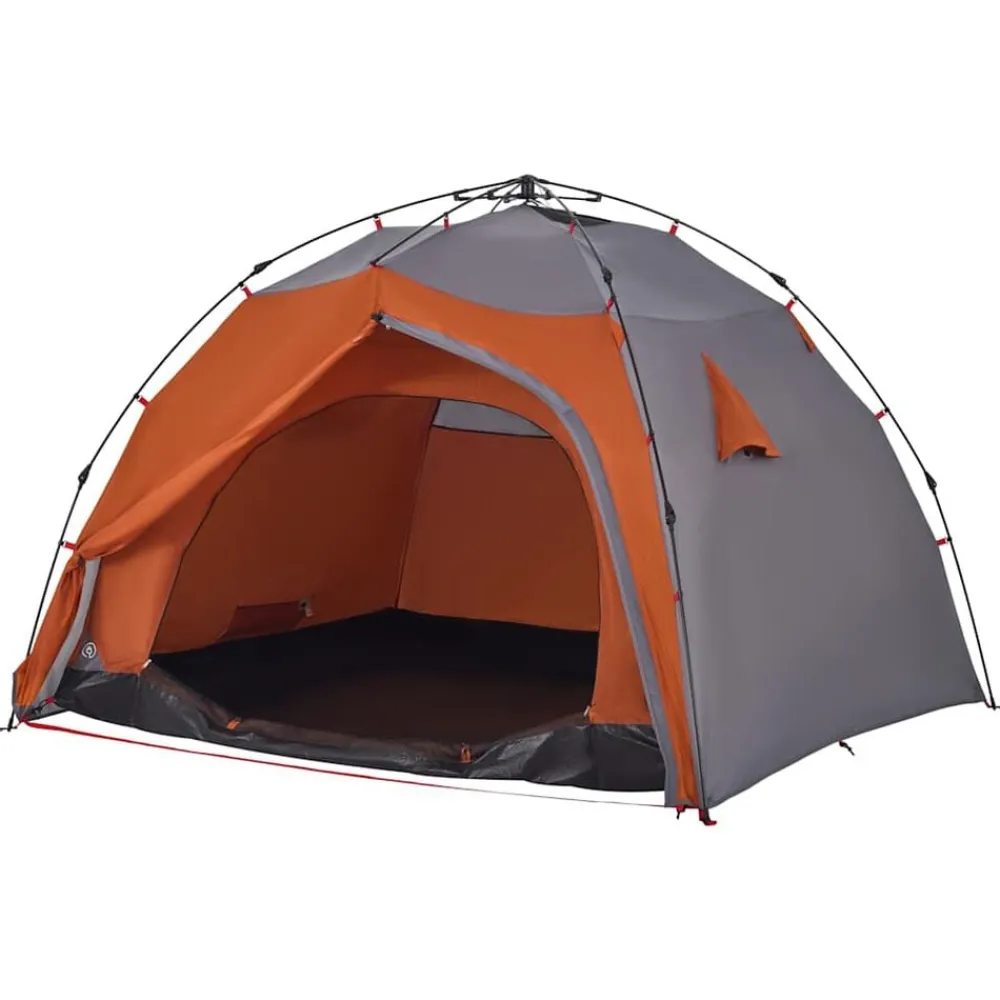 vidaXL Tienda de campaña iglú 4 personas apertura rápida gris/naranja Gris y naranja