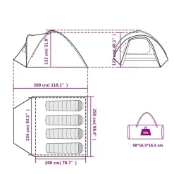 vidaXL Actividades Al Aire Libre-Tienda de campaña iglú 4 personas tela opaca impermeable blanco