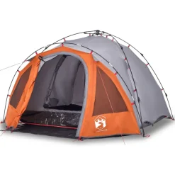 vidaXL Tienda de campaña iglú 3 personas apertura rápida gris/naranja Gris y naranja Outlet